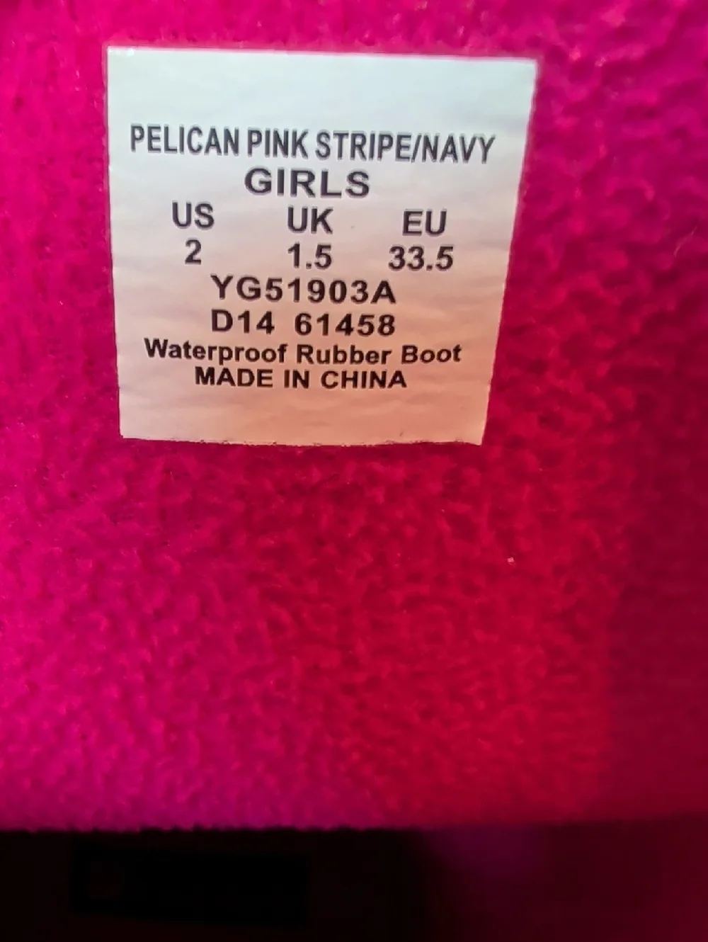 Sperry, Pink Rain Boots Sz 2